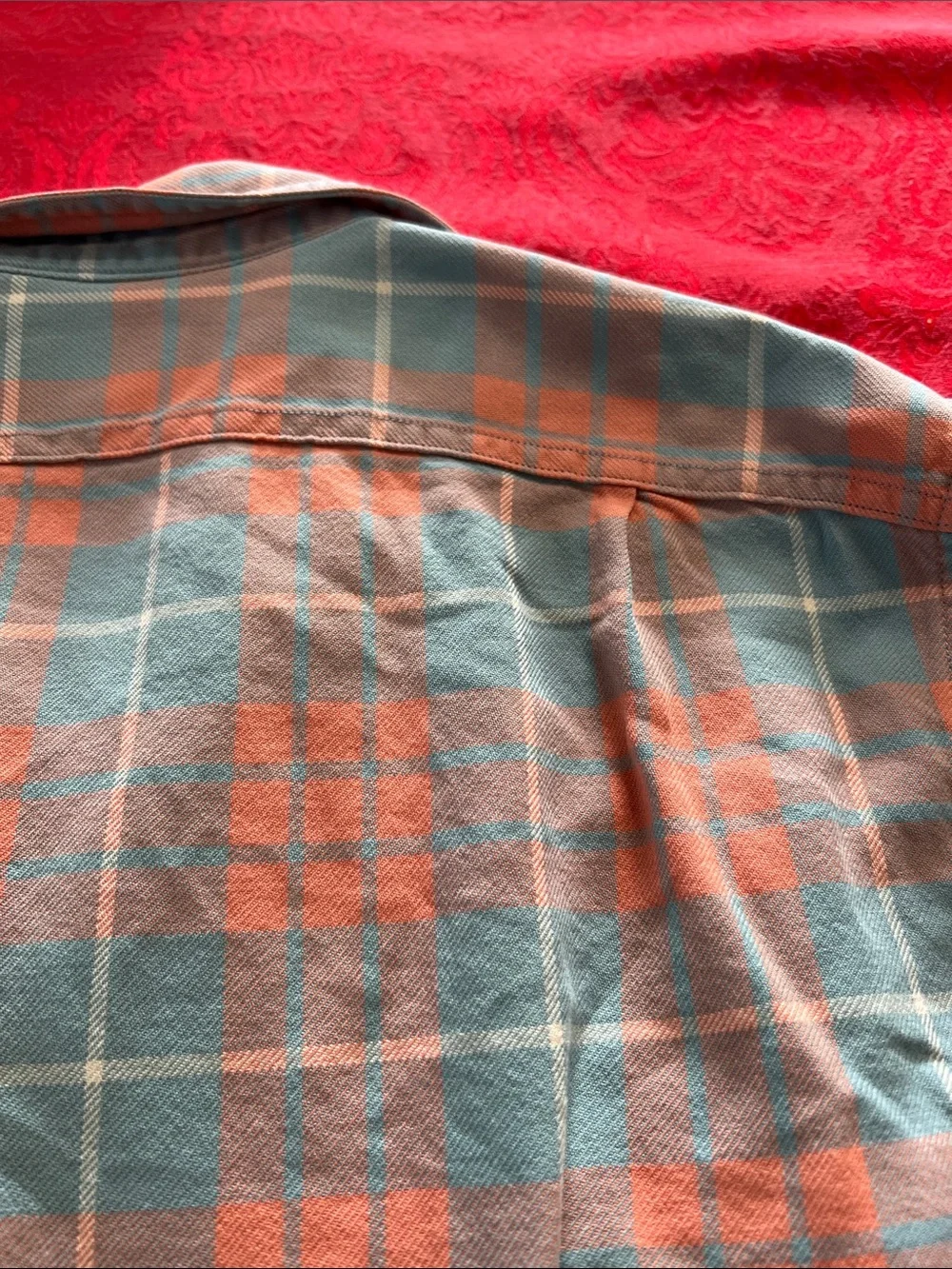J.Crew Men’s Medium Coral Blue Plaid Cotton Button-Down Shirt Sporting Goods
